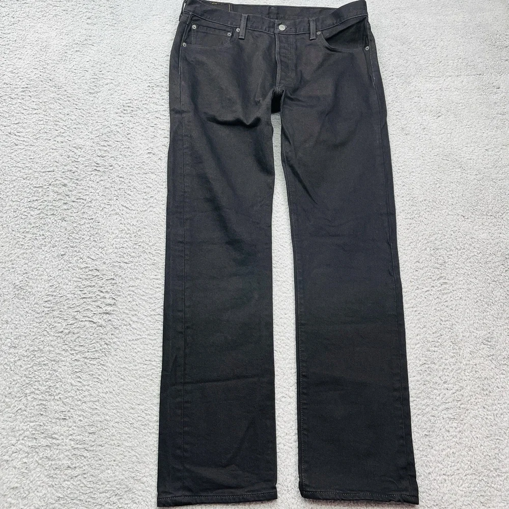 Levi's 501 Button Fly Jeans Mens 36x33 Black Straight Leg Classic Normcore‎